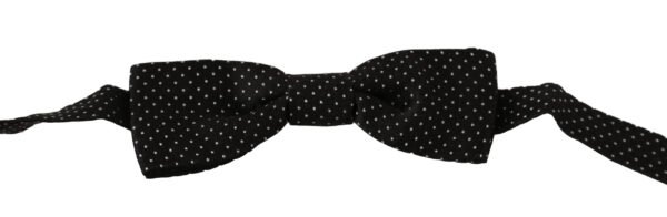 1002717.jpg Elegant Black Polka Dot Silk Bow Tie