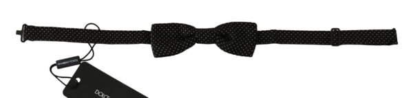 1002719.jpg Elegant Black Polka Dot Silk Bow Tie