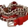 1379925.jpg Elegant Floral Rose Waist Belt in Vibrant Red