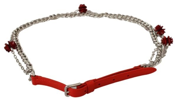 1379926.jpg Elegant Floral Rose Waist Belt in Vibrant Red
