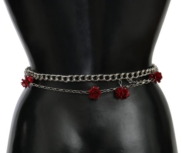 1379929.jpg Elegant Floral Rose Waist Belt in Vibrant Red