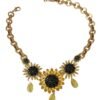 Elegant Gold Floral Crystal Statement Necklace