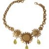 Elegant Gold Floral Crystal Statement Necklace