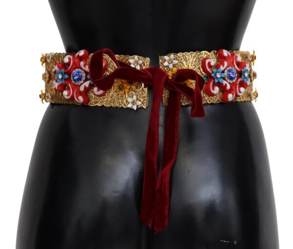 1491400.jpg Gold-Tone Floral Crystal Waist Belt