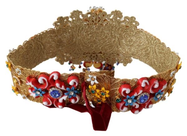 1491403.jpg Gold-Tone Floral Crystal Waist Belt