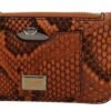 Elegant Python Patterned Leather Wristlet