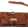 Elegant Python Patterned Leather Wristlet