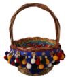 Multicolor Embellished Wicker Tote