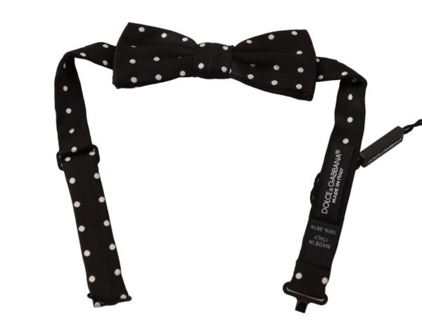 1543402.jpg Elegant Black Polka Dot Silk Bow Tie