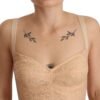 Beige Lace Panel Stretch Bodysuit