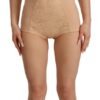 Beige Lace Panel Stretch Bodysuit
