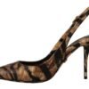 Tiger Pattern Slingback Heels Pumps