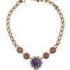 Elegant Floral Crystal Statement Necklace