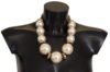 Elegant Faux Pearl Charm Necklace with Crystal Accents