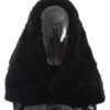 Chic Black Weasel Fur Hooded Scarf Wrap