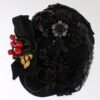 Elegant Black Crystal-Adorned Cloche Hat