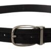 4127829.jpg Elegant Grosgrain Leather Belt with Silver Buckle