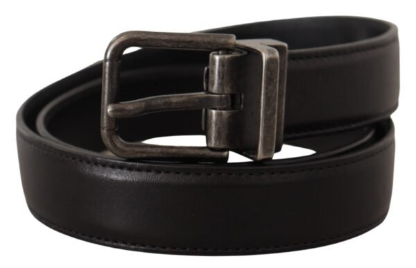 4155395.jpg Elegant Black Leather Belt with Metal Buckle