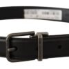 4155396.jpg Elegant Black Leather Belt with Metal Buckle