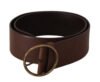 Elegant Brown Leather Belt with Engraved Buckle