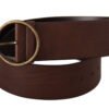 4162210.jpg Elegant Brown Leather Belt with Engraved Buckle