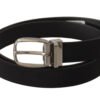 4288201.jpg Elegant Black Canvas & Leather Belt