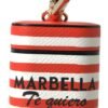 Chic Orange Striped Leather Airpods Case