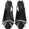 Embellished Black Slingback Heels Pumps