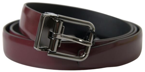 Untitled design - 34 Elegant Bordeaux Leather Belt with Metal Buckle