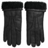 Elegant Black Leather Winter Gloves