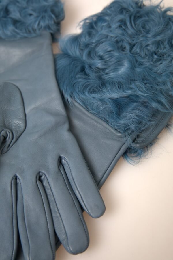 4317579.jpeg Elegant Blue Leather Gloves with Fur Trim