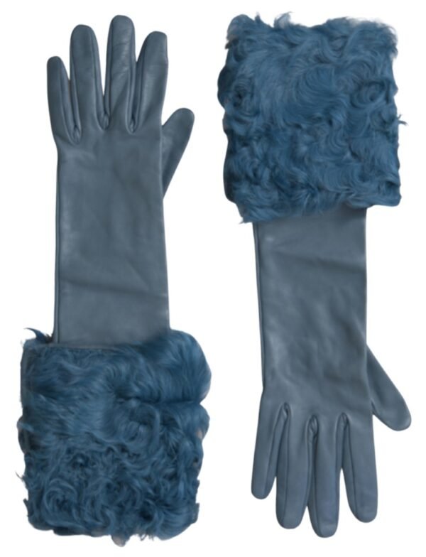 Untitled design - 8 Elegant Blue Leather Gloves with Fur Trim
