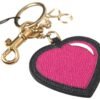 Untitled design - 9 Elegant Black Leather Keychain with Fuchsia Accent