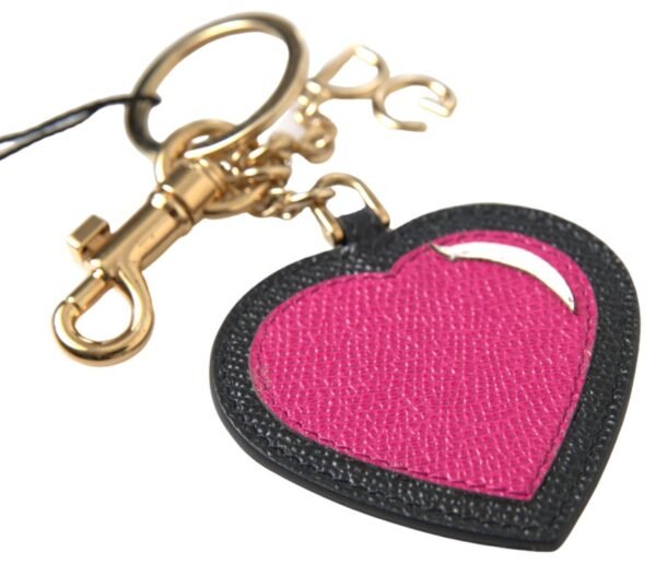 Untitled design - 9 Elegant Black Leather Keychain with Fuchsia Accent