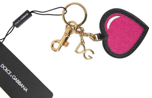 Untitled design - 7 Elegant Black Leather Keychain with Fuchsia Accent