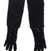 4354426.jpg Black Wool Lace & Lamb Fur Elbow Gloves