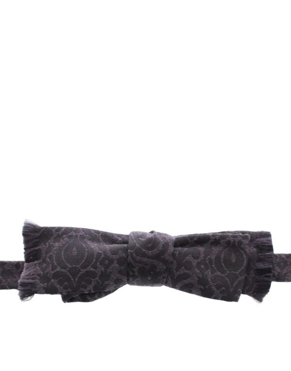 4354540.jpg Elegant Black Paisley Silk-Wool Blend Bow Tie