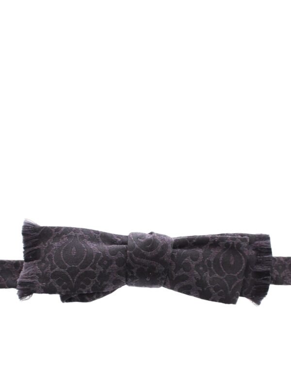4354541.jpg Elegant Black Paisley Silk-Wool Blend Bow Tie