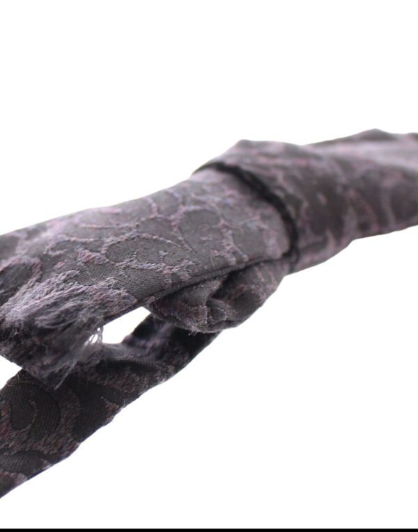 4354543.jpg Elegant Black Paisley Silk-Wool Blend Bow Tie