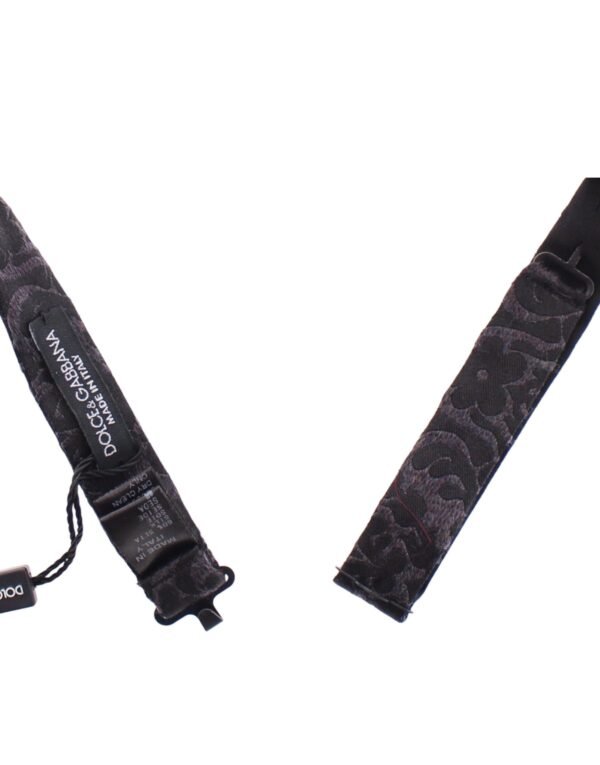 4354544.jpg Elegant Black Paisley Silk-Wool Blend Bow Tie