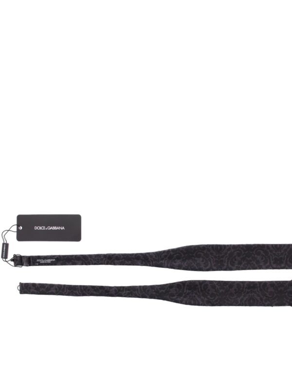 4354546.jpg Elegant Black Paisley Silk-Wool Blend Bow Tie