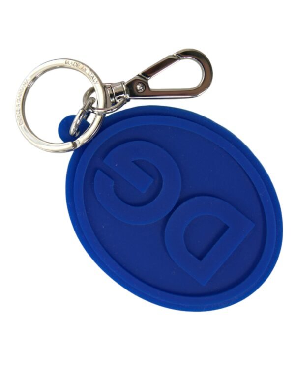 4396955.jpg Elegant Blue Rubber Keychain with Brass Accents