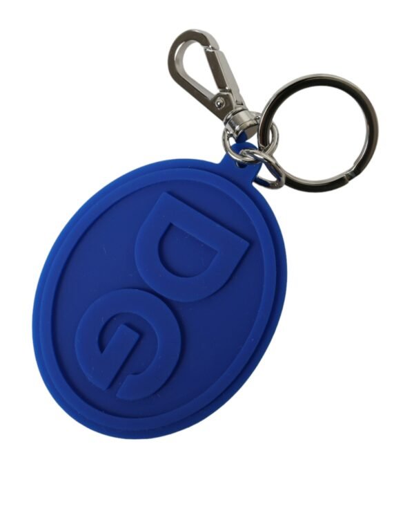 4396956.jpg Elegant Blue Rubber Keychain with Brass Accents