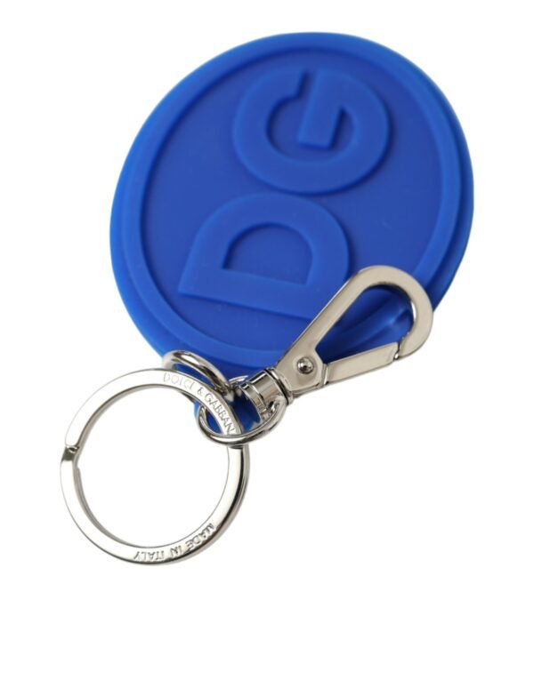 4396957.jpg Elegant Blue Rubber Keychain with Brass Accents