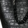 Elegant Black Crocodile Leather Maxi Bucket Bag