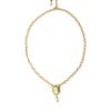 Gold Brass Chain Pearl Pendant Charm Necklace