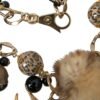 Gold Black Crystals Lapin Fur Filigree Chocker Necklace
