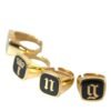Gold Brass KING Enamel Set of 4 Ring