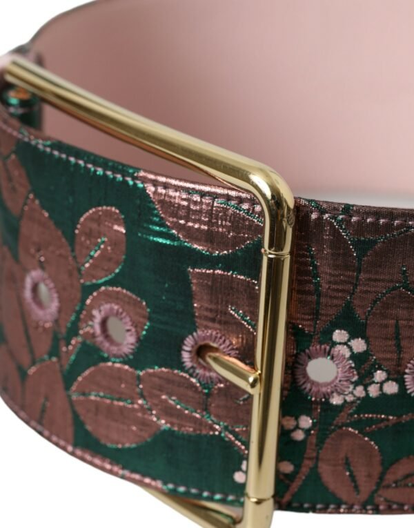 4413618.jpg Multicolor Floral Jacquard Lurex Gold Buckle Belt