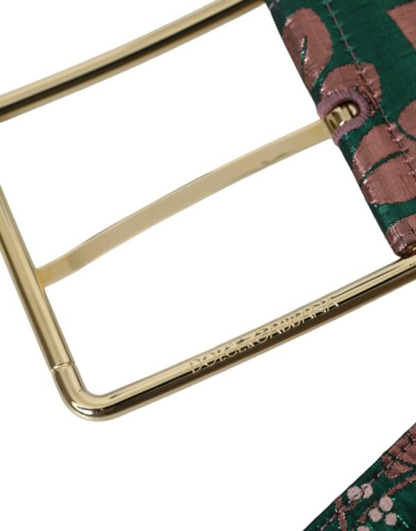 4413620.jpg Multicolor Floral Jacquard Lurex Gold Buckle Belt